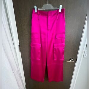 Frame Fushia Satin Cargo Pants